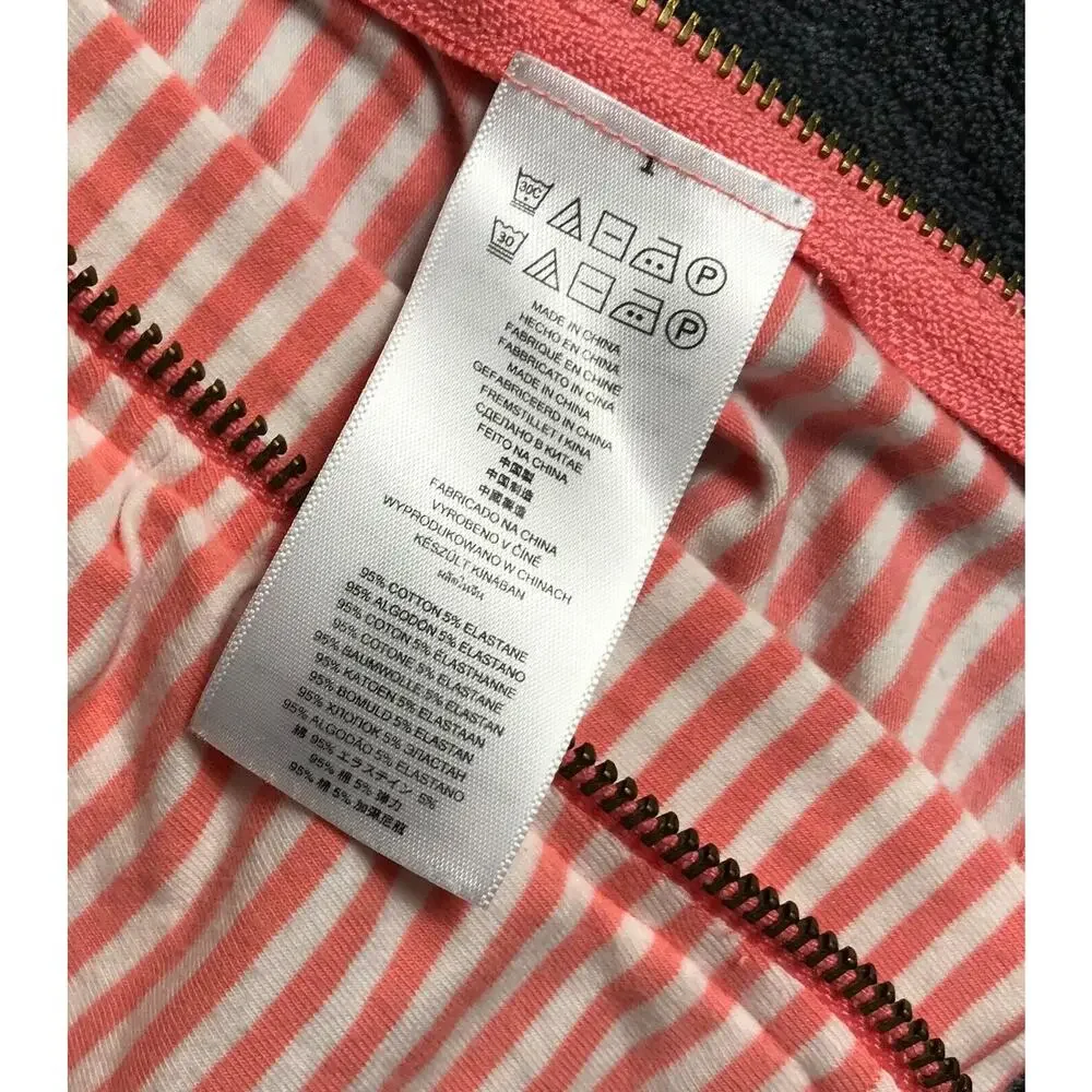 Michael Kors Womens Sz Small Long Sleeve Striped Cold Shoulder Top Zipper Detail